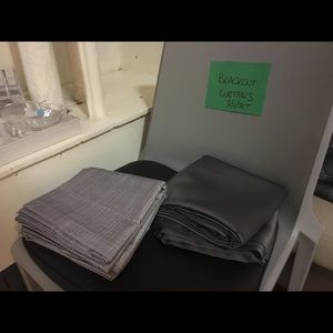 2 sets of room darkening curtains.